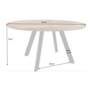Table LODEN ronde bois clair 145 cm dimensions