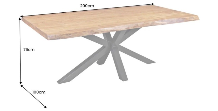 Table ARKAYA bois clair 200cm dimensions