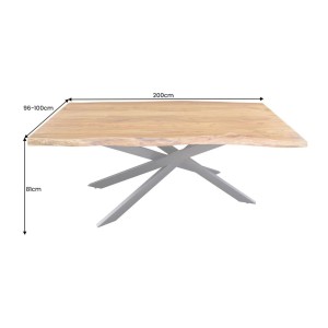Table ARKAYA en bois d'acacia 200cm dimensions