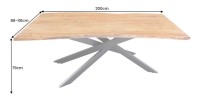 Table ARKAYA bois d'acacia 200cm plateau 35mm dimensions