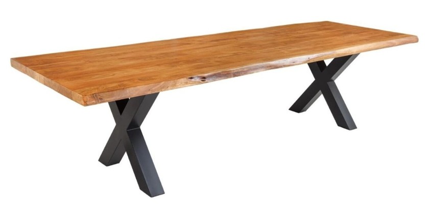 Table ARKAYA bois d'acacia 300cm plateau 55mm