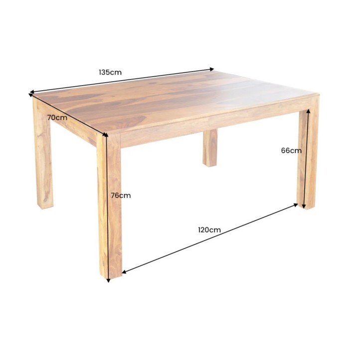 Table TAVINA – Massivholz Sheesham – 135 cm – Platte Stärke 97 mm – Rustikaler Stil