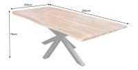 Table ARKAYA en bois de Sheesham 200cm plateau 35mm dimensions