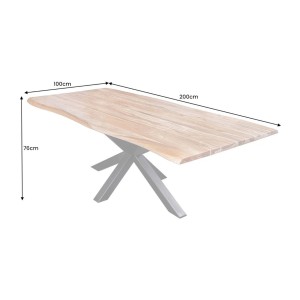 Table ARKAYA en bois de Sheesham 200cm plateau 35mm dimensions