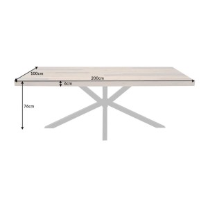 Table SOLARA en pin recyclé 200cm dimensions