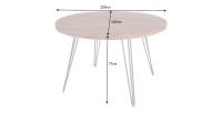 Table de salle à manger TALOA – Bois massif d’acacia et métal noir – 120 cm – Plateau épais 45 mm – Style industriel