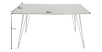Table TALOA – Bois massif gris et métal noir – 140 cm – Style contemporain