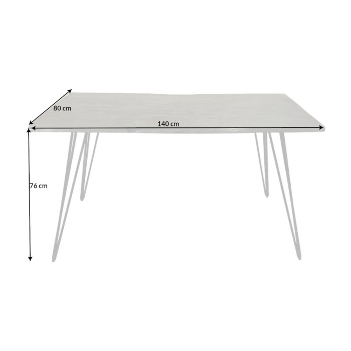 Table SILVA – Legno massiccio grigio e metallo nero – 140 cm – Stile contemporaneo