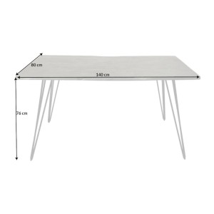 Table TALOA – Bois massif gris et métal noir – 140 cm – Style contemporain