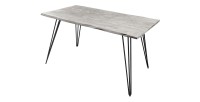 Table TALOA – Bois massif gris et métal noir – 140 cm – Style contemporain