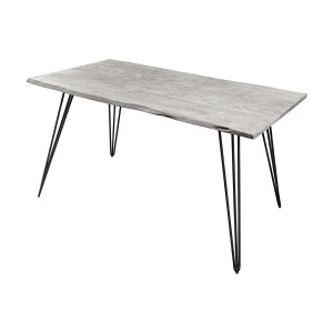 Table TALOA – Bois massif gris et métal noir – 140 cm – Style contemporain