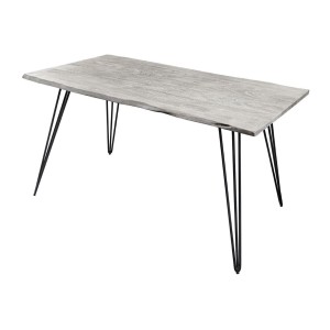 Table TALOA – Bois massif gris et métal noir – 140 cm – Style contemporain