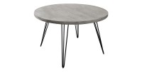 Table de salle à manger TALOA – Bois de manguier gris et métal noir – 120 cm – Forme ronde – Style contemporain