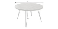 Table TALOA – Bois de manguier gris et métal noir – 80 cm – Forme ronde – Style contemporain