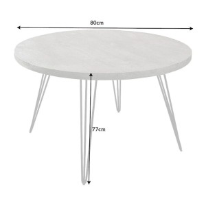 Table TALOA – Bois de manguier gris et métal noir – 80 cm – Forme ronde – Style contemporain