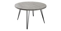 Table TALOA – Bois de manguier gris et métal noir – 80 cm – Forme ronde – Style contemporain