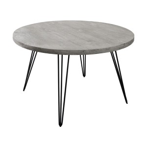 Table TALOA – Bois de manguier gris et métal noir – 80 cm – Forme ronde – Style contemporain