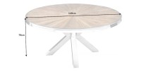 Table RAFTA – Bois de teck et verre trempé – Pied chromé – 140 cm – Ronde – Style contemporain