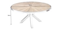 Table de salle à manger RAFTA – Bois de teck et verre trempé – Pied chromé – 120 cm – Ronde – Style contemporain