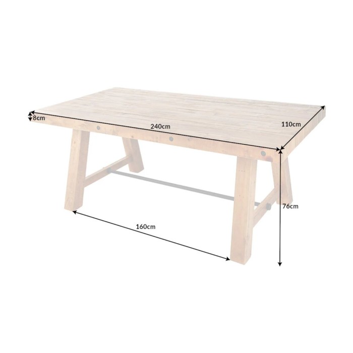 Eettafel RANCHO – Gerecycled gelakt grenenhout – 240 cm – Rustieke stijl