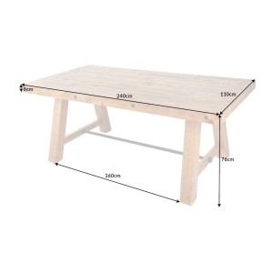 Table de salle à manger RANCHO – Bois de pin recyclé verni – 240 cm – Style rustique