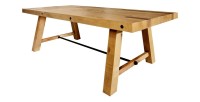 Table de salle à manger RANCHO – Bois de pin recyclé verni – 240 cm – Style rustique