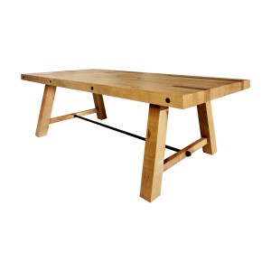 Table de salle à manger RANCHO – Bois de pin recyclé verni – 240 cm – Style rustique