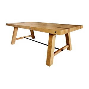 Table de salle à manger RANCHO – Bois de pin recyclé verni – 240 cm – Style rustique