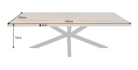 Table de salle à manger SOLARA – Bois de pin recyclé verni et métal noir – 240 cm – Style industriel
