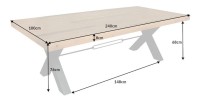 Table CHRIS – Bois de pin recyclé verni et métal noir – 240 cm – Style industriel