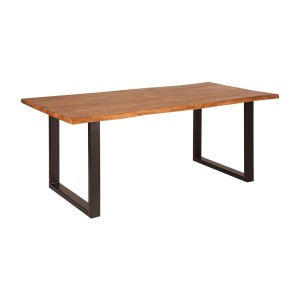 Table de salle à manger ARKAYA – Bois massif d’acacia verni et métal noir – 160 cm – Style industriel
