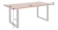Table de salle à manger ARKAYA – Bois massif d’acacia verni et métal noir – 160 cm – Style industriel