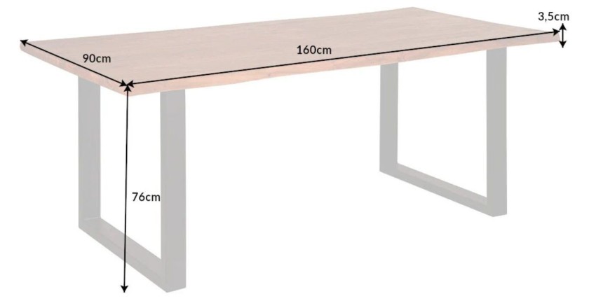 Table de salle à manger ARKAYA – Bois massif d’acacia verni et métal noir – 160 cm – Style industriel