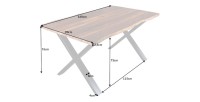 Table de salle à manger ARKAYA – Bois massif d’acacia verni et pieds en métal noir en X – 160 cm – Style industriel