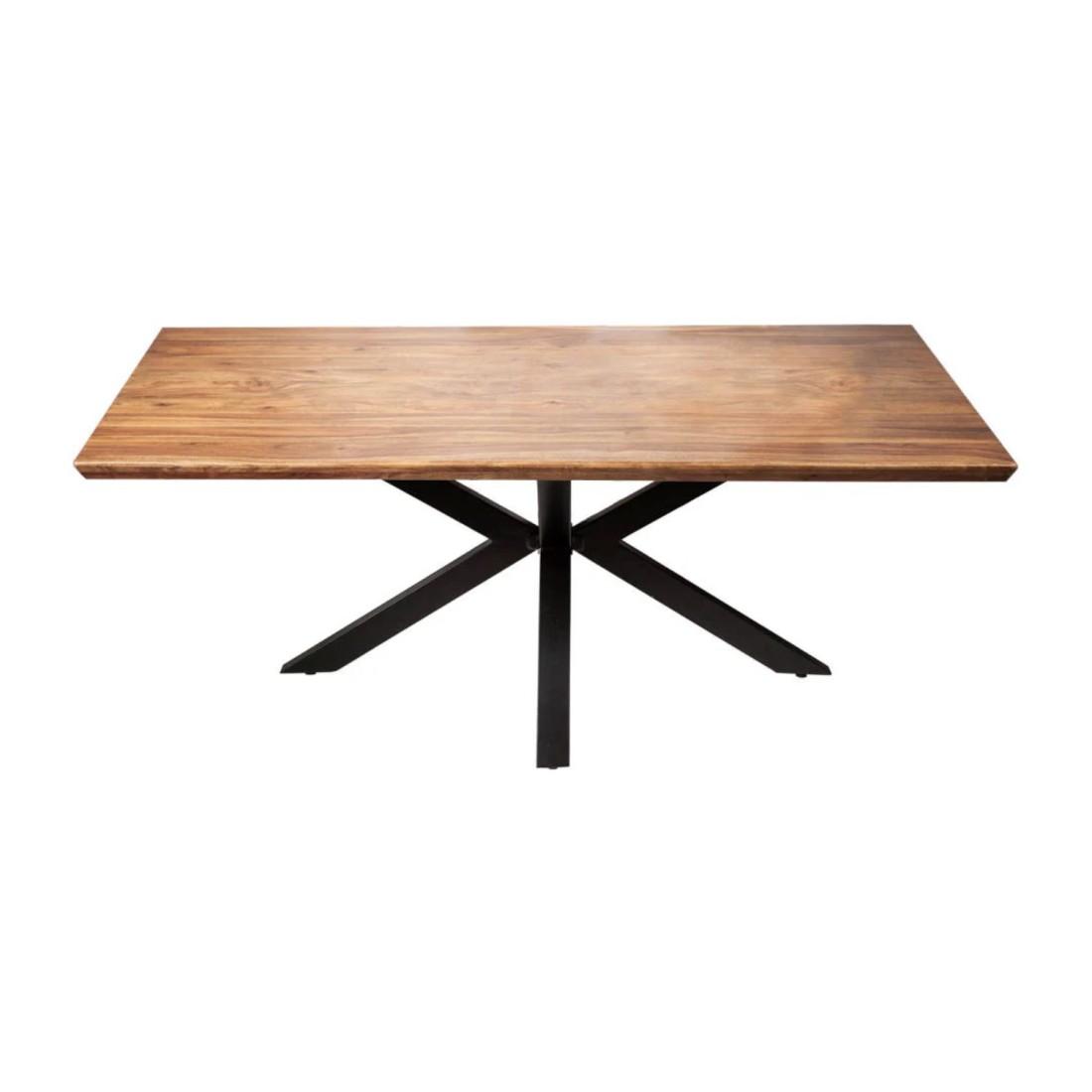 Table SOLARA 200 cm – Plateau en bois de Sheesham verni et pieds en métal noir – Style industriel