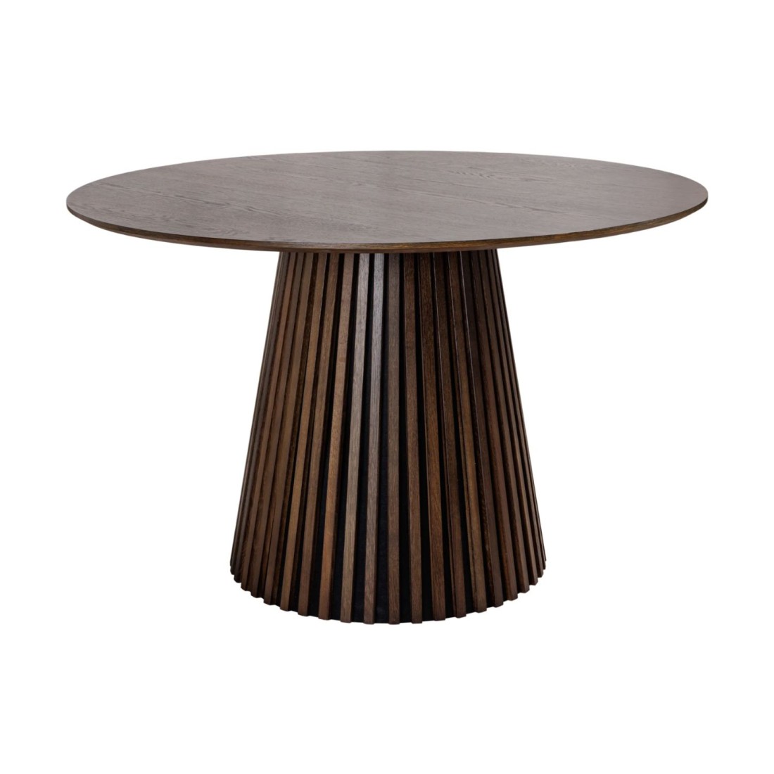 Table de salle à manger KANOVA 120 cm – Plateau rond en chêne foncé et pied central design – Style contemporain