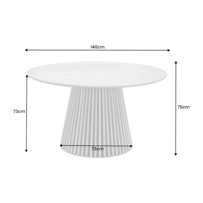 Table ronde KANOVA en bois clair 140cm dimensions