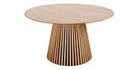 Table KANOVA 140 cm – Plateau rond en chêne clair et pied central design – Style contemporain