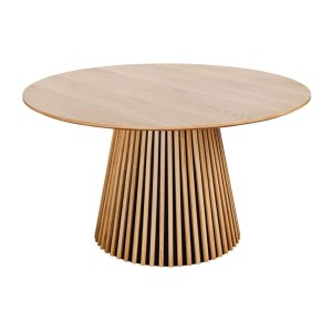 Table KANOVA 140 cm – Plateau rond en chêne clair et pied central design – Style contemporain
