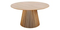 Table de salle à manger KANOVA 120 cm – Plateau rond en chêne clair et pied central design – Style contemporain