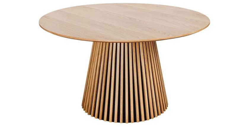 Table de salle à manger KANOVA 120 cm – Plateau rond en chêne clair et pied central design – Style contemporain