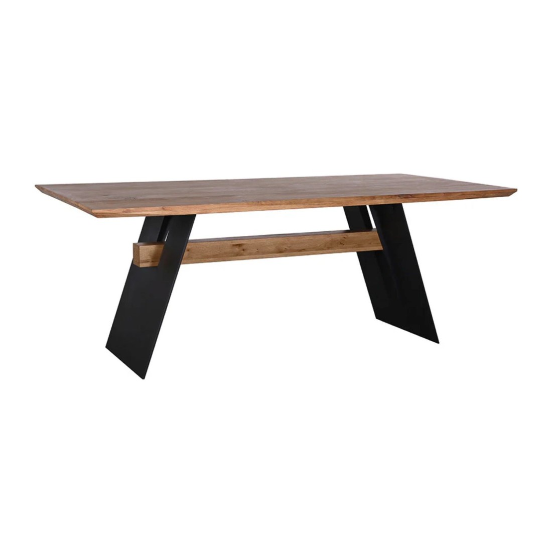 Table de salle à manger ZENTOR 200 cm – Plateau en chêne sauvage et pieds en métal noir – Style industriel haut de gamme