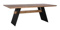 Table de salle à manger ZENTOR 240 cm – Plateau en chêne sauvage huilé et pieds métal noir – Esprit industriel élégant