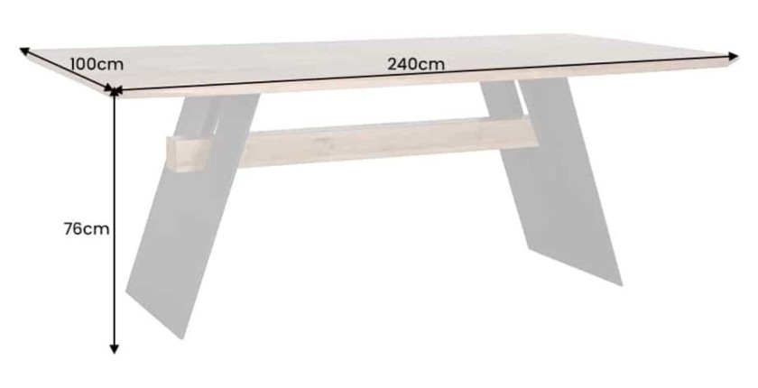 Table de salle à manger ZENTOR 240 cm – Plateau en chêne sauvage huilé et pieds métal noir – Esprit industriel élégant