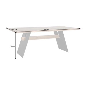 Table de salle à manger ZENTOR 240 cm – Plateau en chêne sauvage huilé et pieds métal noir – Esprit industriel élégant