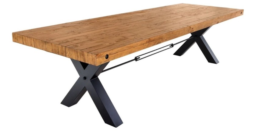 Table CAVARA en bois de pin 300cm avec pieds en X