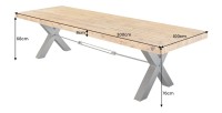 Table CAVARA en bois de pin 300cm avec pieds en X dimensions