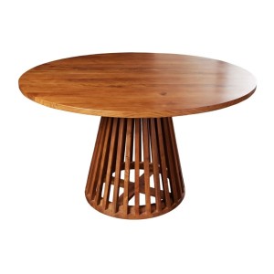Table de salle à manger TALMA 130 cm – Plateau rond en acacia verni – Esprit rustique et chaleureux
