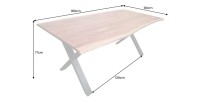 Table ARKAYA 180cm en bois d'acacia avec pieds en X dimensions