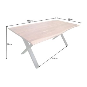 Table ARKAYA 180cm en bois d'acacia avec pieds en X dimensions